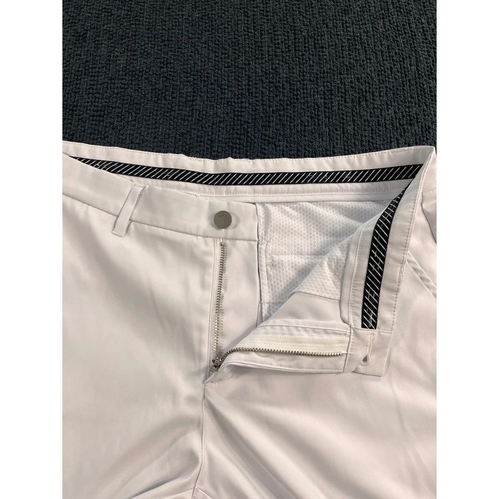 Primo Men White Golf Joggers Size 34 Short Tapered Performance Pants Zipper Cuff